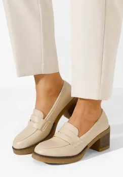 Mocasini cu toc Pheona bej imagine