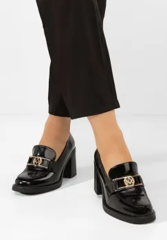 Mocasini cu toc Selira negri imagine