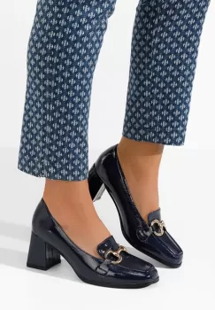 Mocasini cu toc Velosa negri imagine