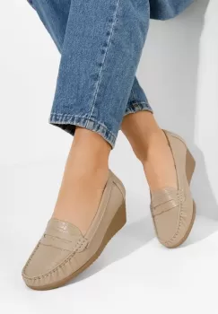 Mocasini dama cu platforma Eligia bej imagine