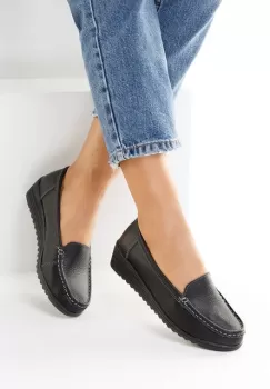Mocasini dama cu platforma negri Storia imagine