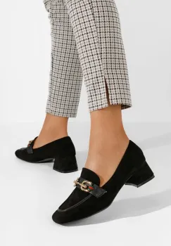 Mocasini dama cu toc Eudora negri imagine