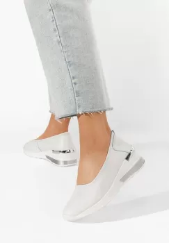 Mocasini piele naturala albi Morgan imagine