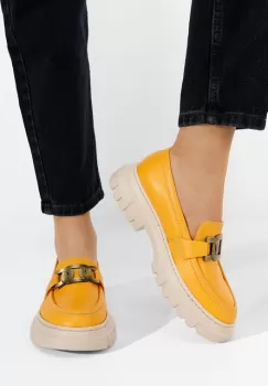 Mocasini piele naturala Haza V2 galbeni imagine