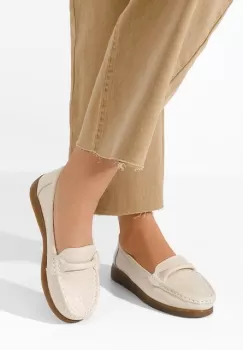 Mocasini piele naturala Telisa bej imagine