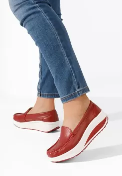 Mocasini piele naturala Yustina rosii imagine