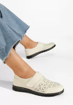 Pantofi casual dama piele Caronia bej imagine