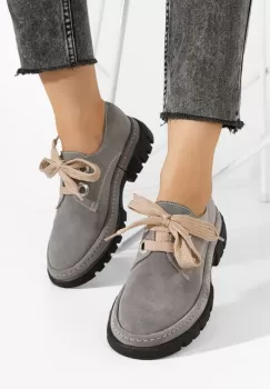 Pantofi casual dama piele Dasha gri imagine