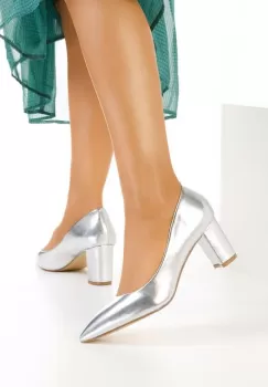 Pantofi cu toc argintii Danza imagine