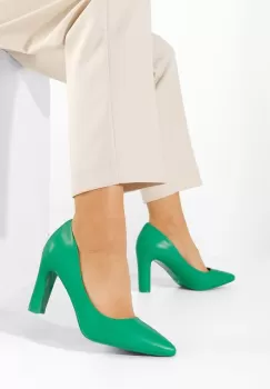 Pantofi cu toc gros Adina verzi imagine