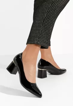 Pantofi cu toc gros Aretha negri imagine