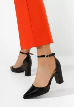 Pantofi cu toc gros Asteria negri imagine