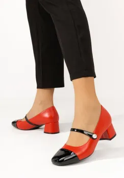 Pantofi cu toc gros Blety rosii imagine