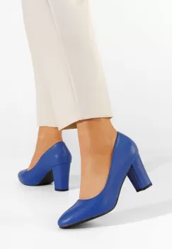 Pantofi cu toc gros Bonanza albastri imagine