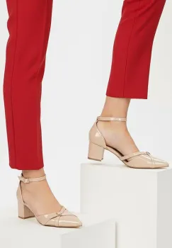 Pantofi cu toc gros Brinelora bej imagine