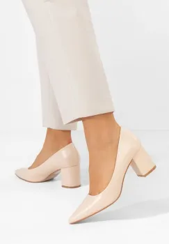 Pantofi cu toc gros Brivara bej imagine