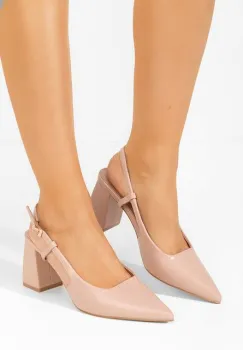 Pantofi cu toc gros Caprice nude imagine