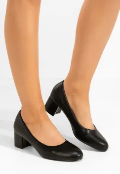 Pantofi cu toc gros Darcela negri imagine