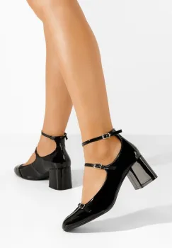 Pantofi cu toc gros Demara negri imagine