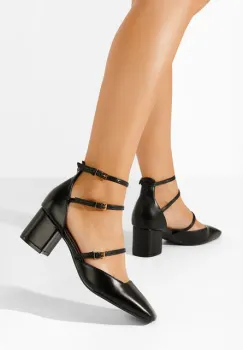 Pantofi cu toc gros Demara V2 negri imagine