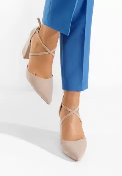 Pantofi cu toc gros Dimitra S bej imagine
