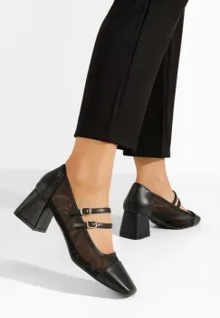 Pantofi cu toc gros Evany negri imagine