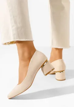 Pantofi cu toc gros Gretta V2 bej imagine