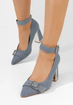 Pantofi cu toc gros Janine denim imagine