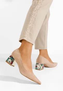 Pantofi cu toc gros Jenice bej imagine