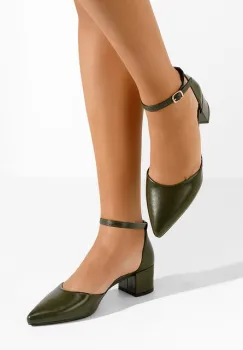 Pantofi cu toc gros Jordanna verzi imagine