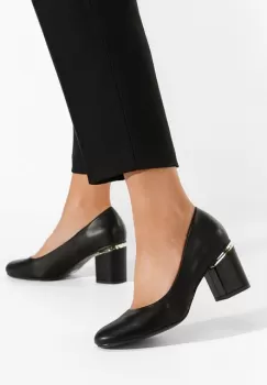 Pantofi cu toc gros Klata negri imagine