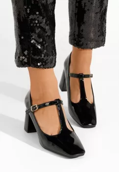 Pantofi cu toc gros Mevana negri imagine