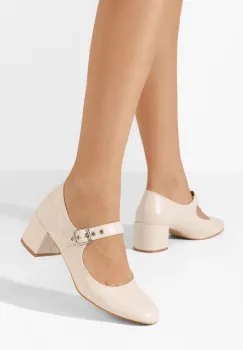 Pantofi cu toc gros Milady bej imagine
