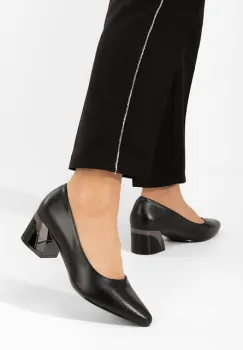 Pantofi cu toc gros Seraysa negri imagine