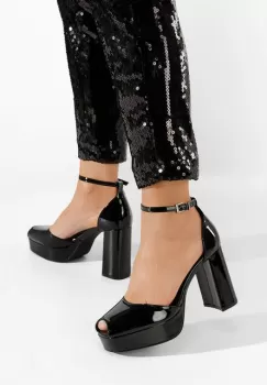 Pantofi cu toc gros si platforma Nixa negri imagine