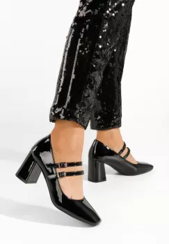 Pantofi cu toc gros Zerena negri imagine