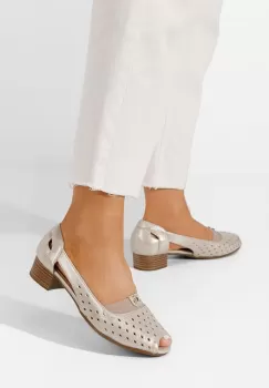 Pantofi cu toc mic Althena B aurii imagine