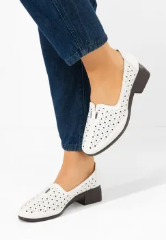 Pantofi cu toc mic Gaynela albi imagine