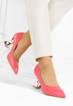 Pantofi cu toc piramida Rociana roz imagine