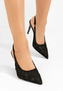 Pantofi cu toc subtire Arlette negri imagine
