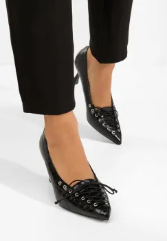Pantofi cu toc subtire Jasoria negri imagine