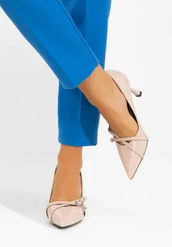 Pantofi cu toc subtire Neena bej imagine