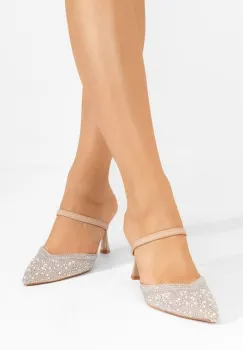 Pantofi cu toc subtire Rosalya bej imagine