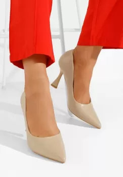 Pantofi cu toc subtire Zarla V2 bej imagine