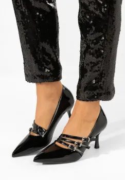 Pantofi cu toc subtire Zonnia negri imagine