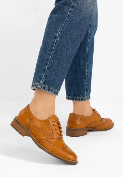 Pantofi dama brogue Cilora camel imagine