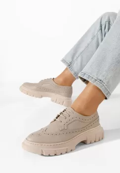 Pantofi dama brogue Henise V3 bej imagine