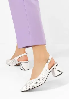 Pantofi slingback Fermina albi imagine