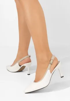 Pantofi slingback Lessy albi imagine