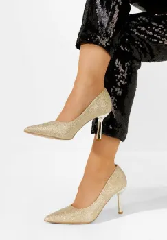 Pantofi stiletto Bernetta aurii imagine